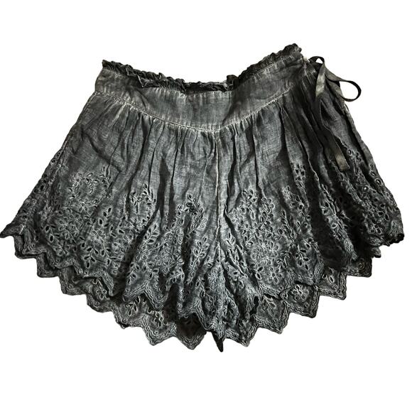 Free People Voila Lee Eyelet Graphite Cotton Shorts 4 Women’s Gray - Picture 3 of 6